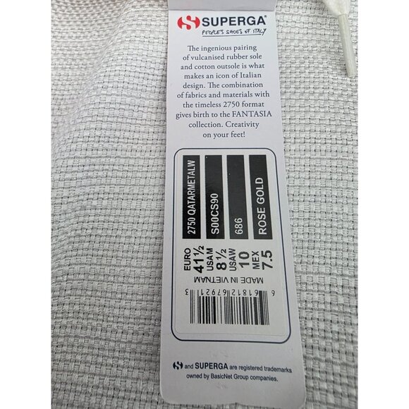 Superga 2750 Fantasia Rose Gold Sneakers Vulcanized Rubber Sole & Cotton Lining - Picture 8 of 8